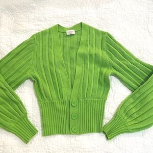 Aritzia Wilfred green fitted sweater/cardigan
